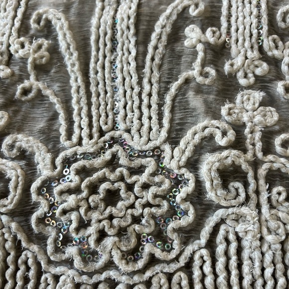 Soft Surroundings LG GrayTunic Top Silk Embroidered Rhinestones Fairy Romantic - Picture 8 of 11